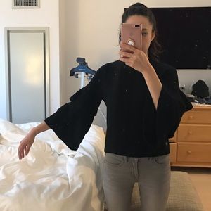 Layered sleeve cropped sweater